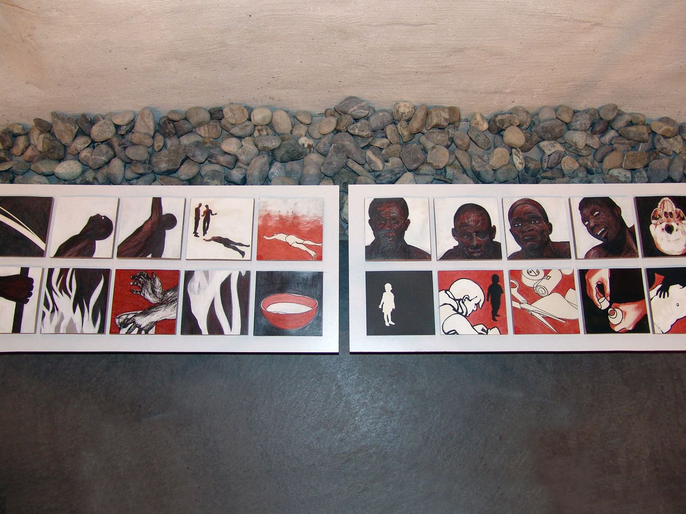 Simon Krüsi: Ausschnitt von Harmatan, 2010, Mixed Media auf Papier, bestehend aus 4 x 70 x 32cm und 2 x 35 x 32cm