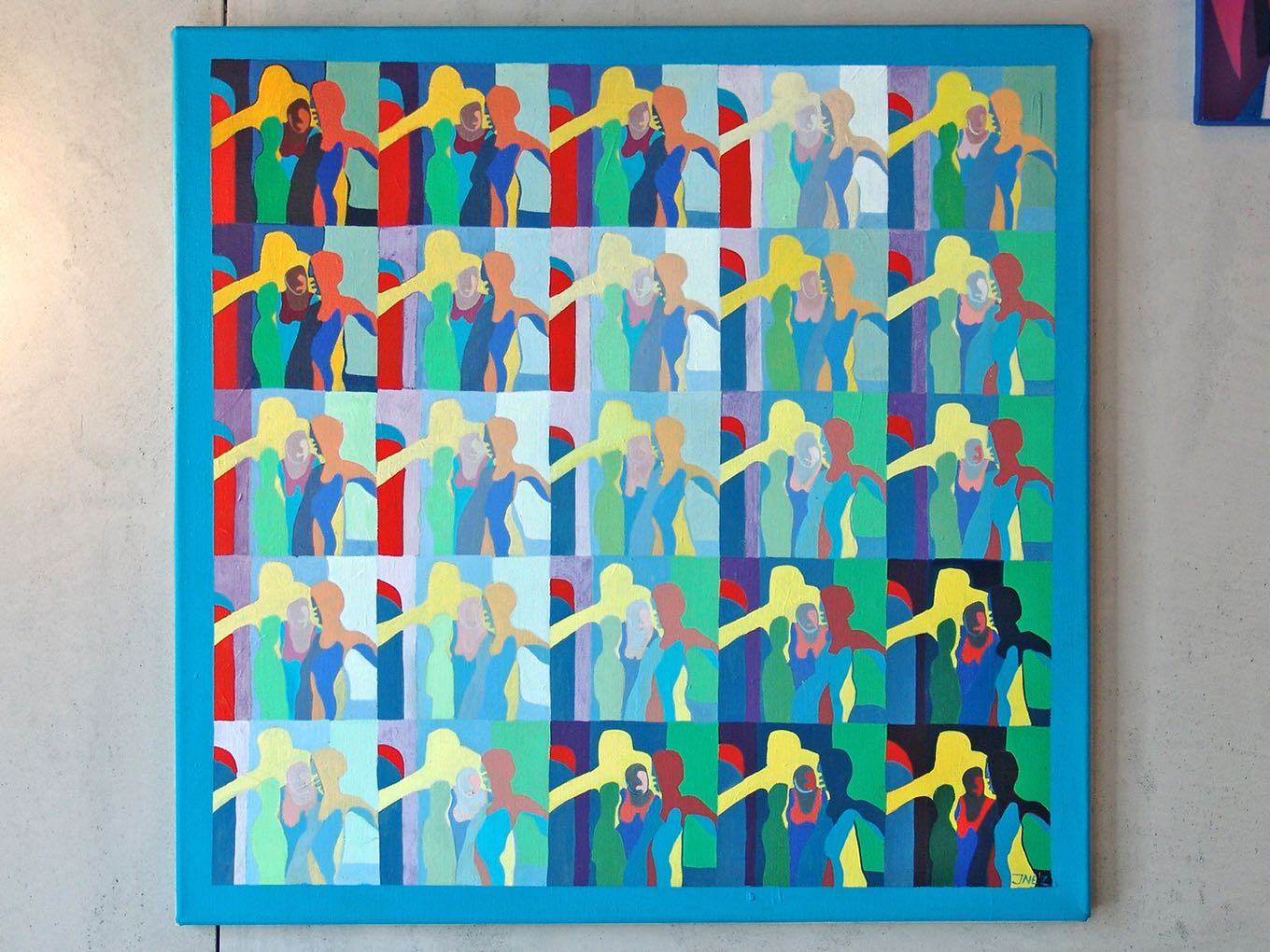 Inez van Deelen Sigg: Drie figuren, 1999, Acryl auf Leinwand, 70 x 70cm
