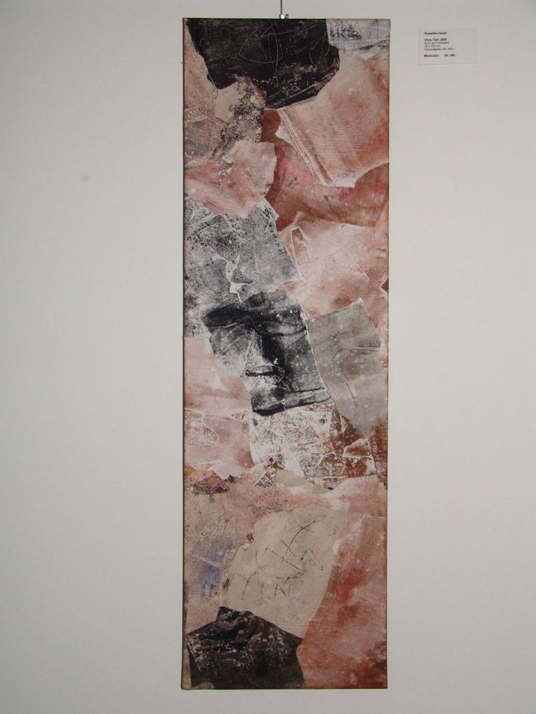 Roswitha Haupt: Ohne Titel, 2008, Monotypie-Collage auf Leinwand, 100 x 30cm