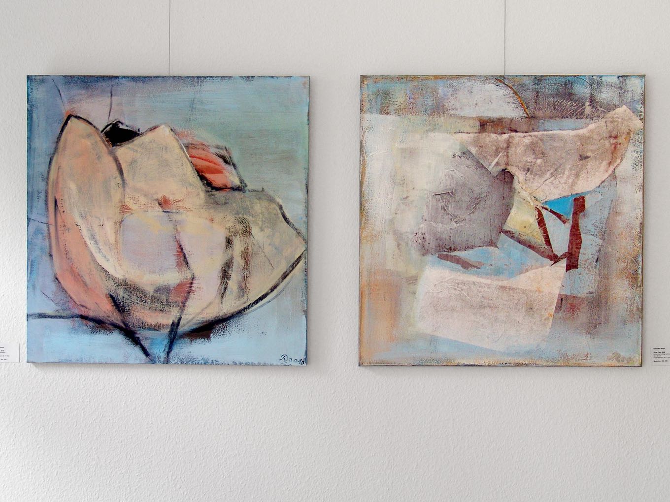 Roswitha Haupt: Beide ohne Titel, 2008, Acryl auf Leinwand, 80 x 80cm
