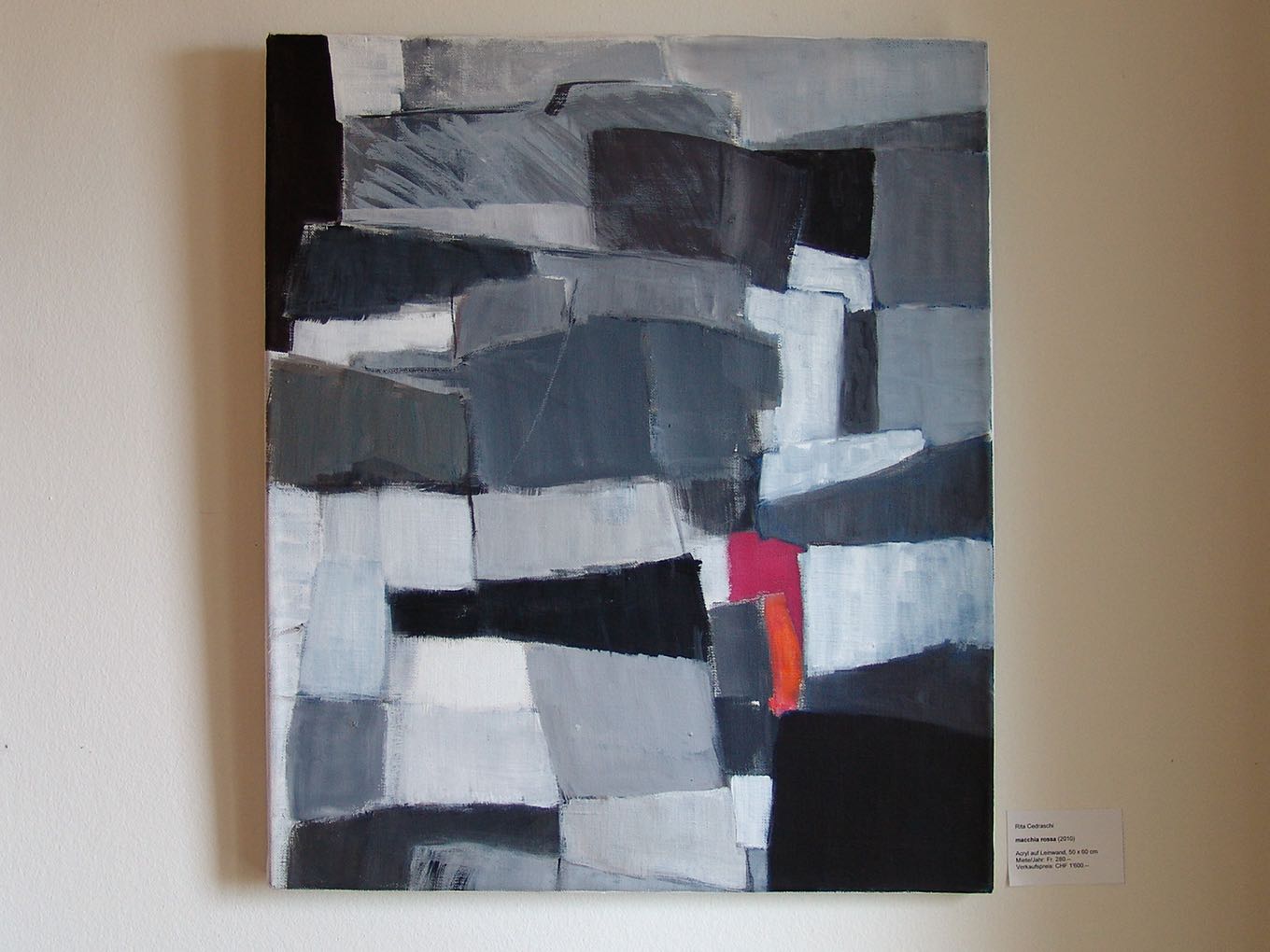 Rita Cedraschi: Macchia rossa, 2010, Acryl auf Leinwand, 50 x 60cm