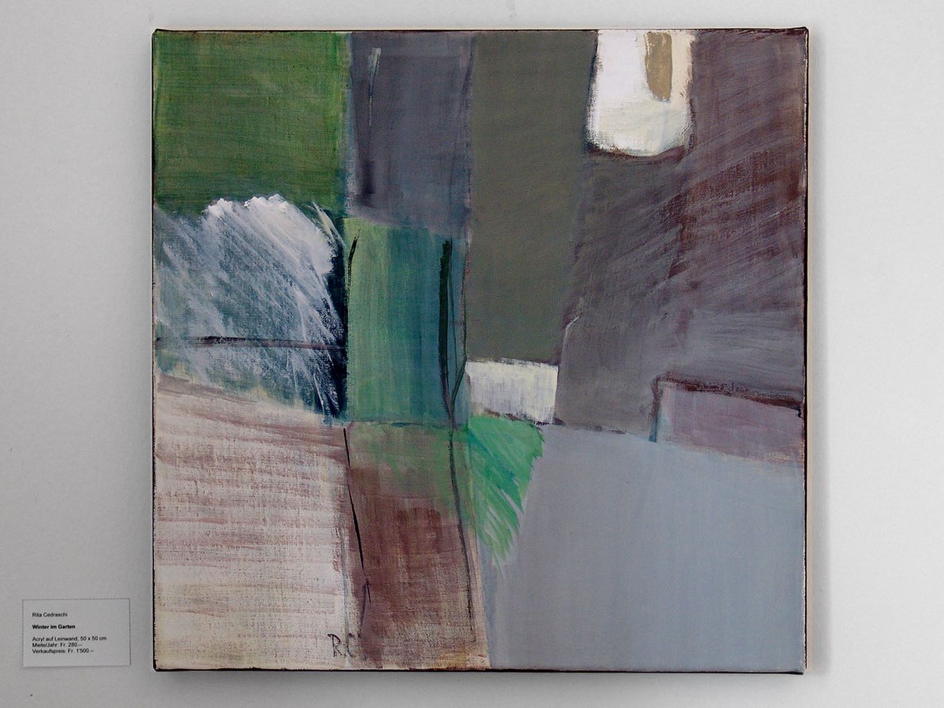 Rita Cedraschi: Winter im Garten, 2010, Acryl auf Leinwand, 50 x 50cm