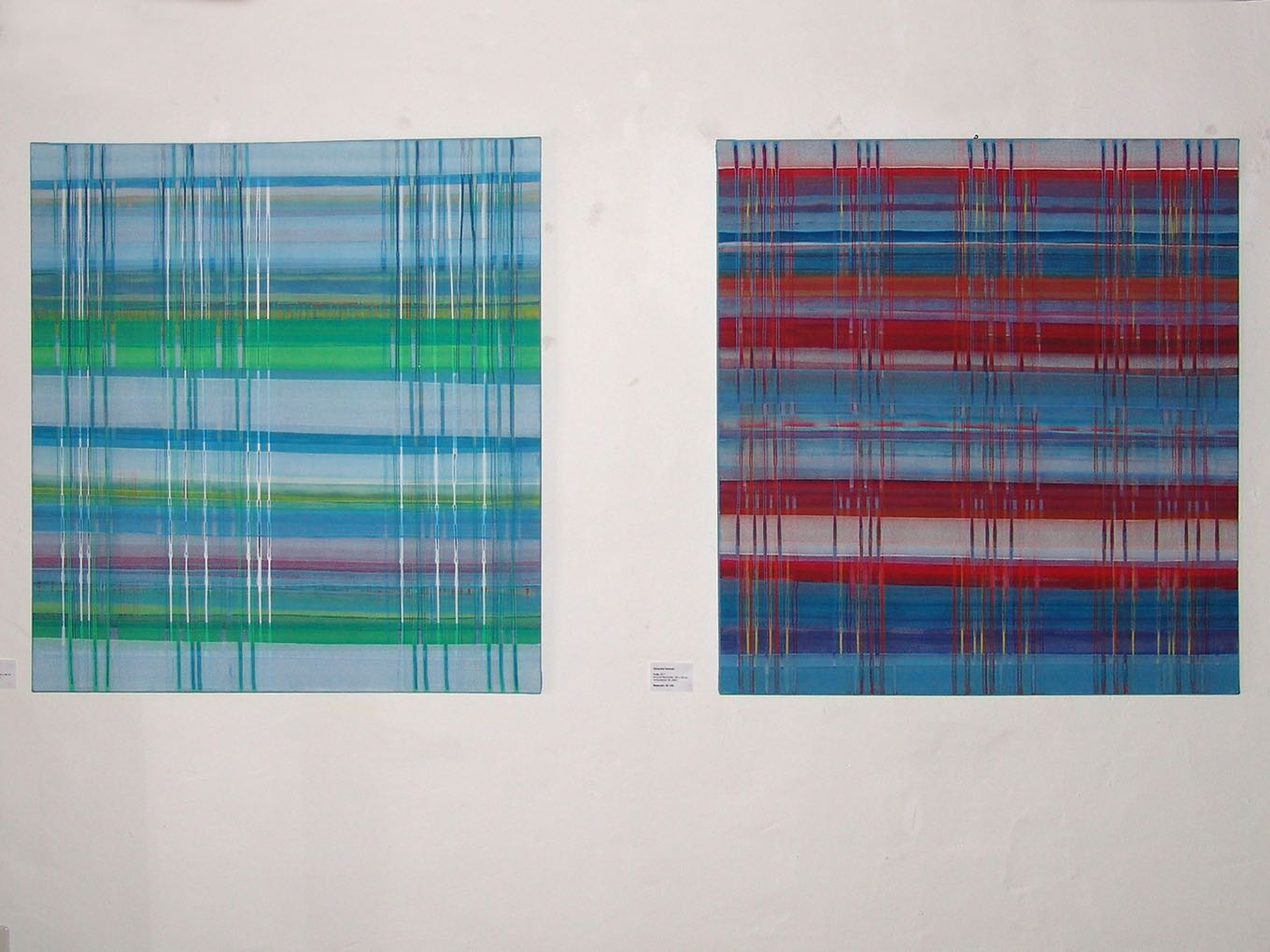 Alexandra Kaminsky: (l) Amana, 2011, (r) Arata, 2011, beide Avryl auf Baumwolle, 100 x 100cm